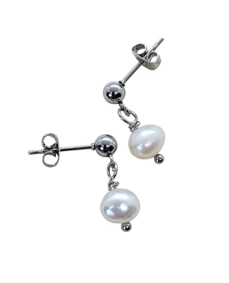 FRESHWATER PEARL SPECIAL EDITION SILVER EARRING DANGLES (WHITE)