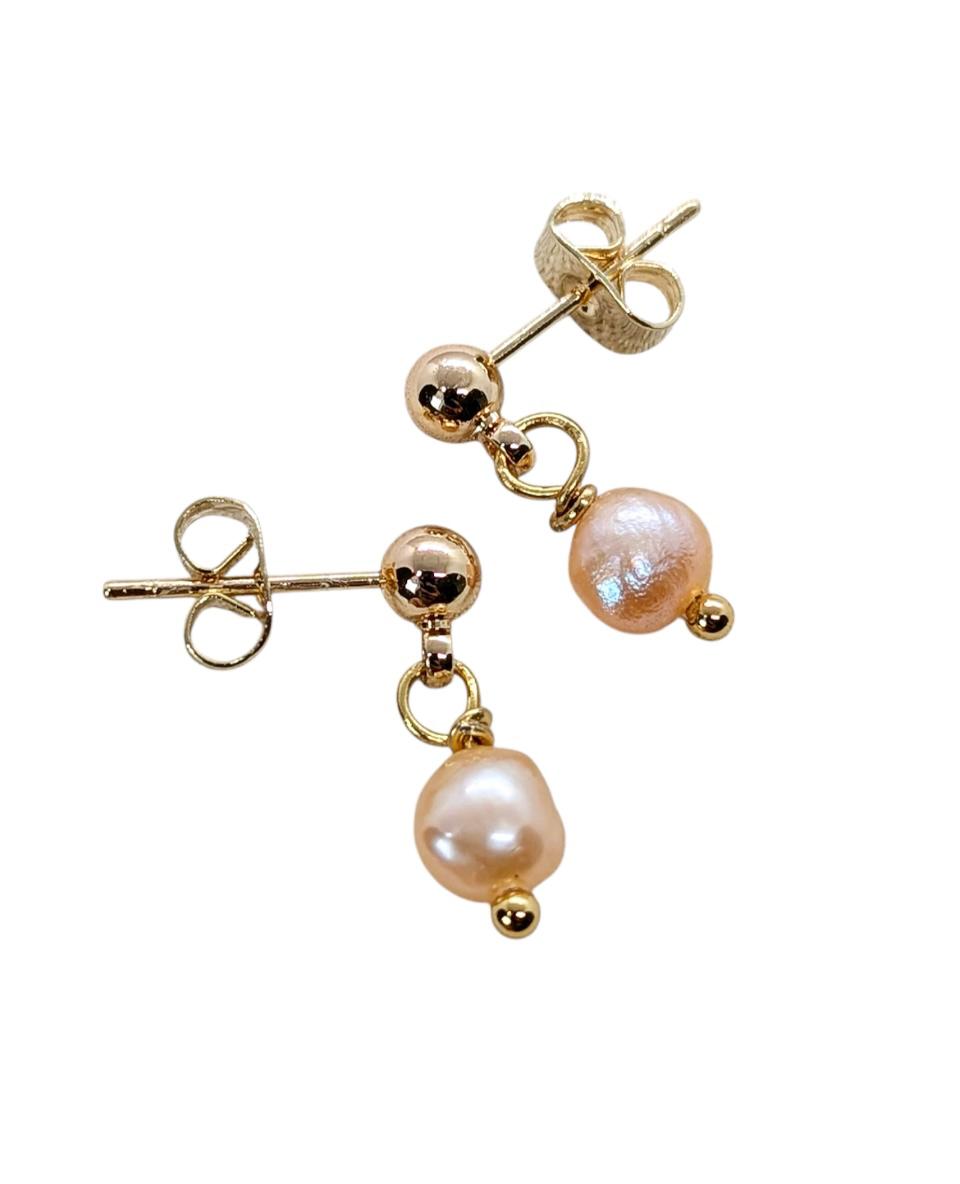 FRESHWATER PEARL SPECIAL EDITION GOLD EARRING DANGLES (PEACH)