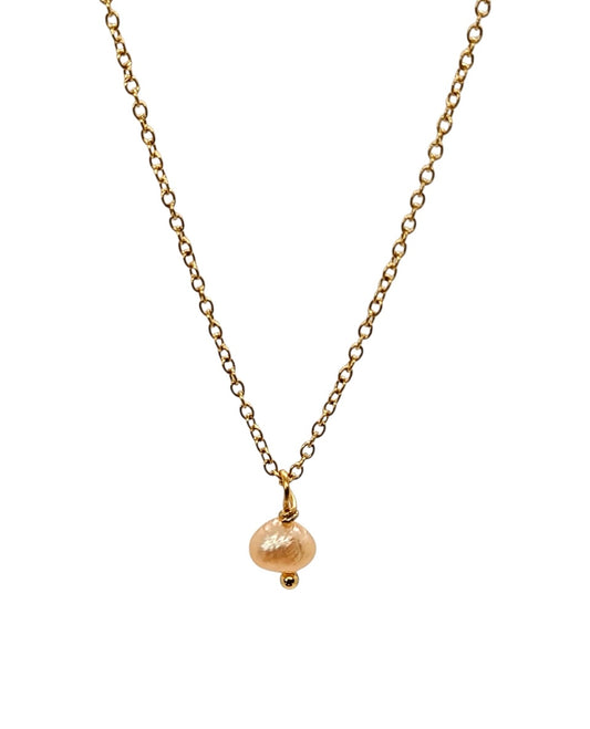 FRESHWATER PEARL SPECIAL EDITION GOLD NECKLACE (PEACH)