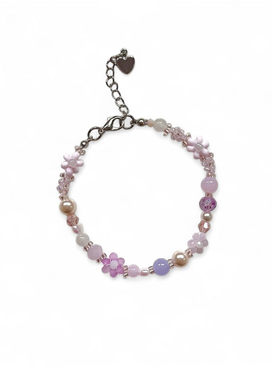 LAVENDER BLOOK BEADED BRACELET