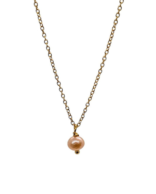 FRESHWATER PEARL SPECIAL EDITION GOLD NECKLACE (PEACH 2)